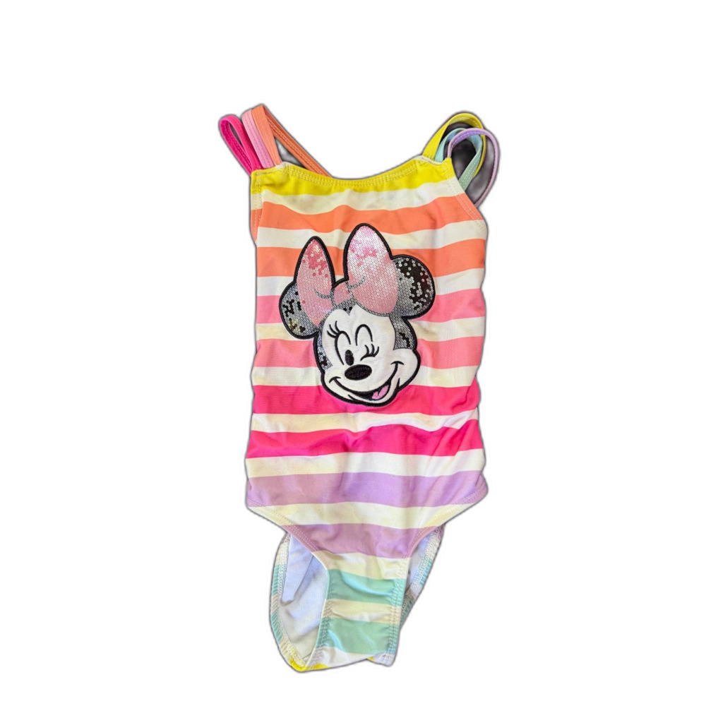 Disney Minnie Mouse Girls Striped One-Piece Swimsuit Size 4